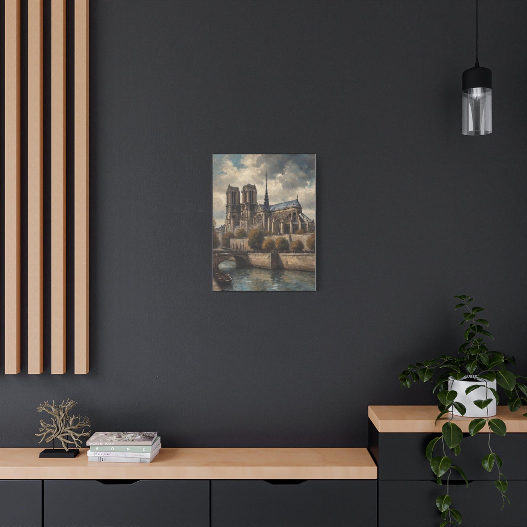Notre Dame Riverbank Matte Canvas Wall Art — Classic Parisian Cathedral Print - AquilVision