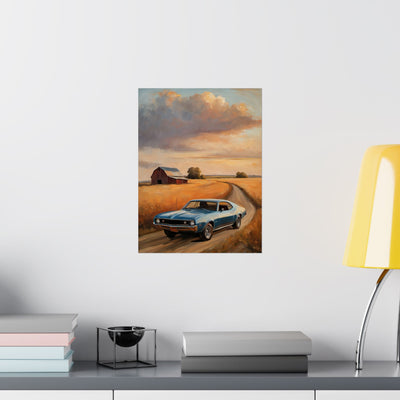 Vintage Car Landscape Poster Art | AJ68 Collection Printify