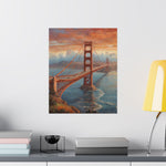Golden Gate Bridge Sunset Poster - Matte Vertical Travel Wall Art - AquilVision