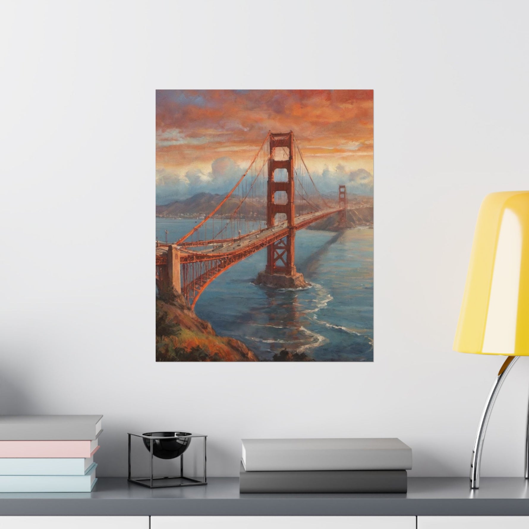 Golden Gate Bridge Sunset Poster - Matte Vertical Travel Wall Art - AquilVision