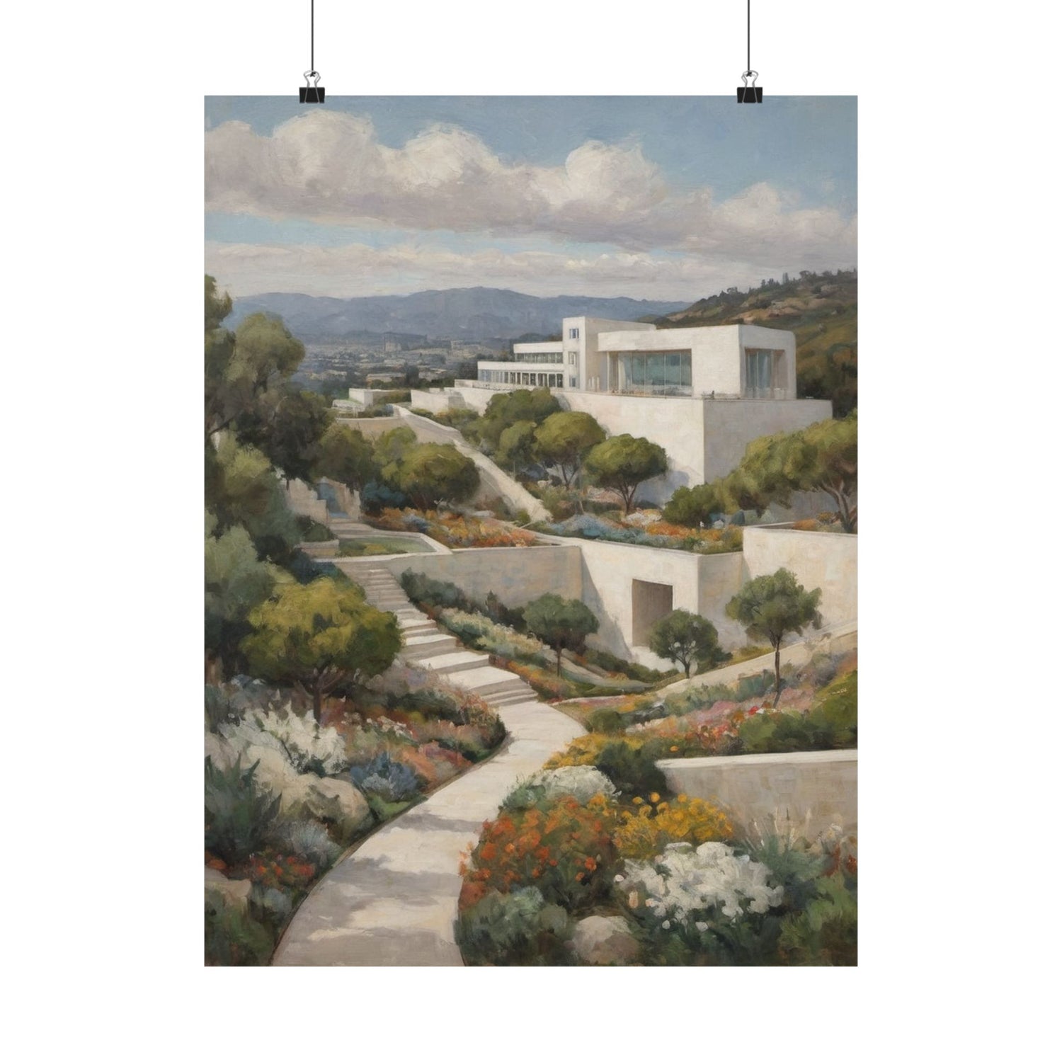 Coastal Villa Pathway Matte Poster — Serene Landscape Wall Art