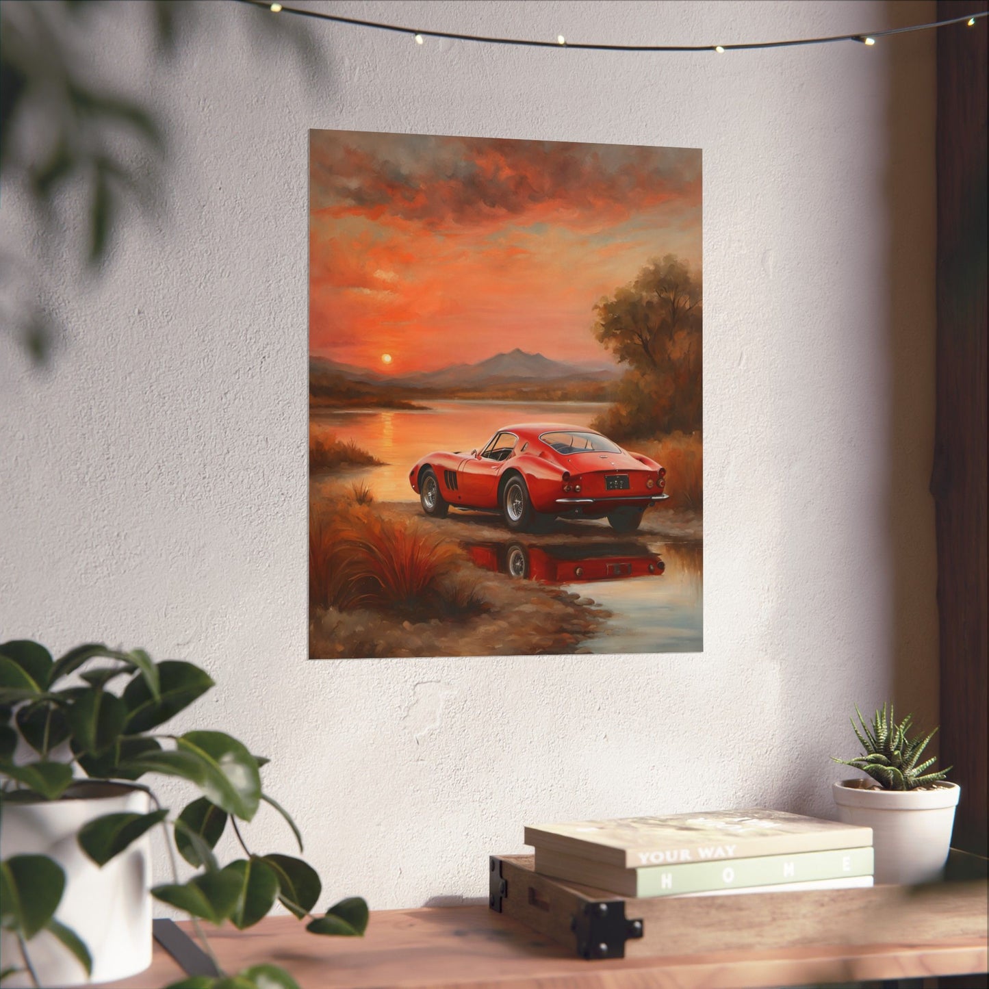 Scenic Car Wall Art, Vintage Car Poster, Automotive Decor, Nature Artwork, Gift for Him, Room Aesthetic, Classic Car Print Printify
