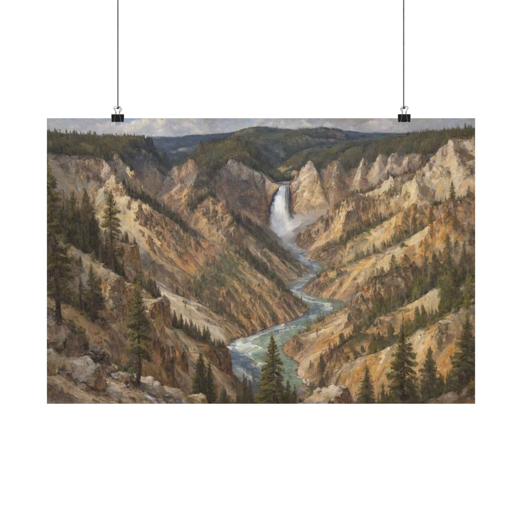 Yellowstone Canyon Waterfall Matte Poster — Landscape Wall Art - AquilVision