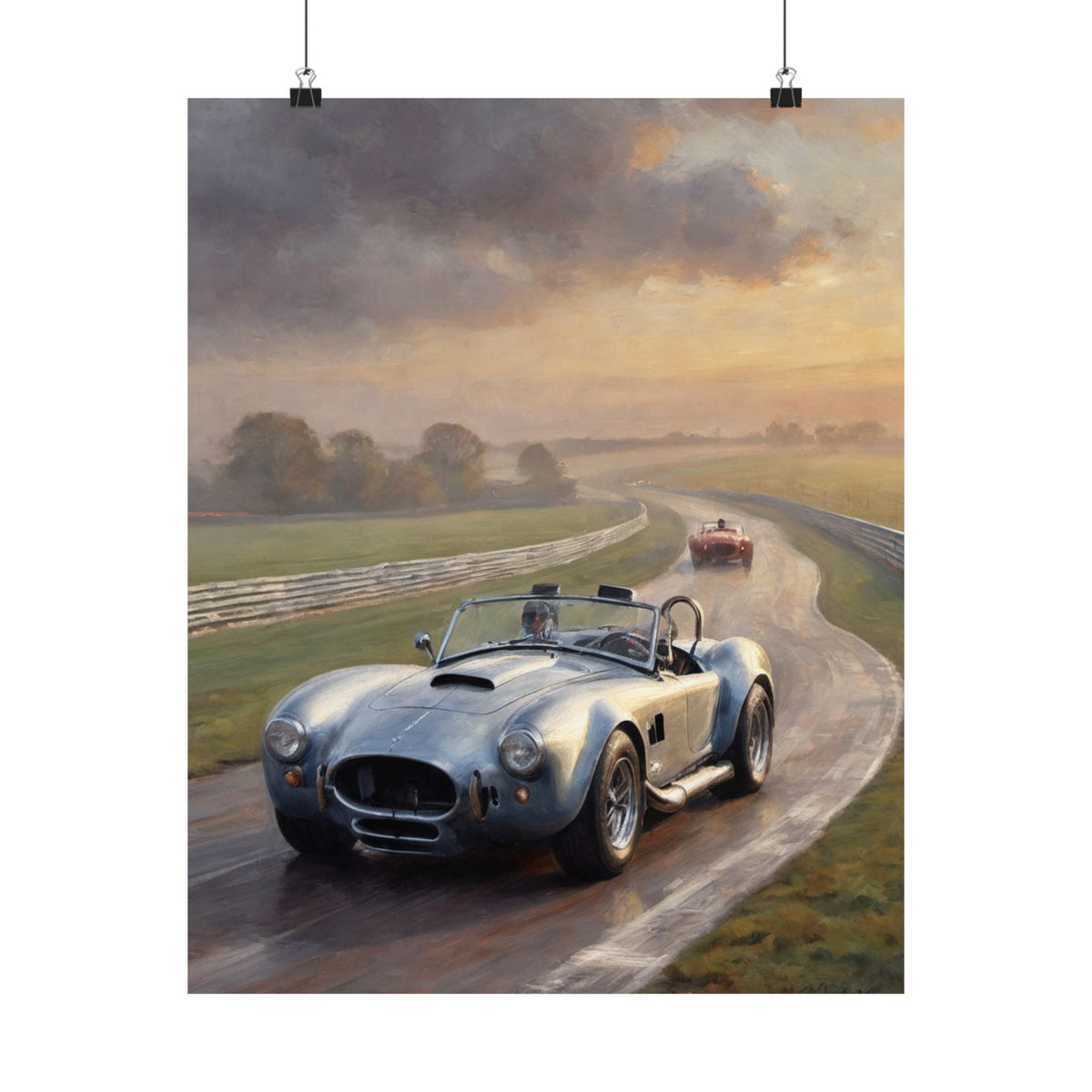 Vintage Racecar Poster — Classic Roadster Matte Vertical Print