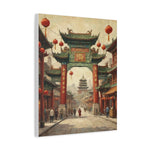 Chinese Street Gate Canvas Print — Vintage Asian Architecture Wall Art, Red Lanterns - AquilVision