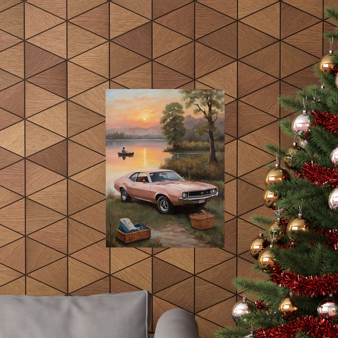 Vintage Car Sunset Matte Vertical Poster | AJ68 Collection Printify