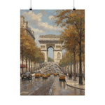 Paris Arc de Triomphe Poster — Autumn Boulevard Matte Vertical Art Print - AquilVision