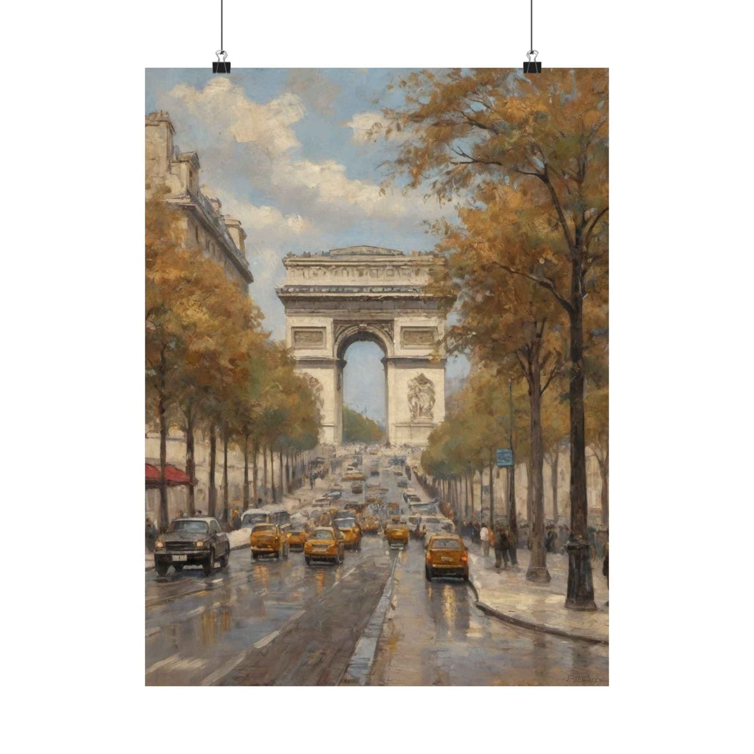 Paris Arc de Triomphe Poster — Autumn Boulevard Matte Vertical Art Print - AquilVision