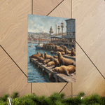 Sea Lion Harbor Matte Vertical Poster — Coastal Nautical Wall Art - AquilVision