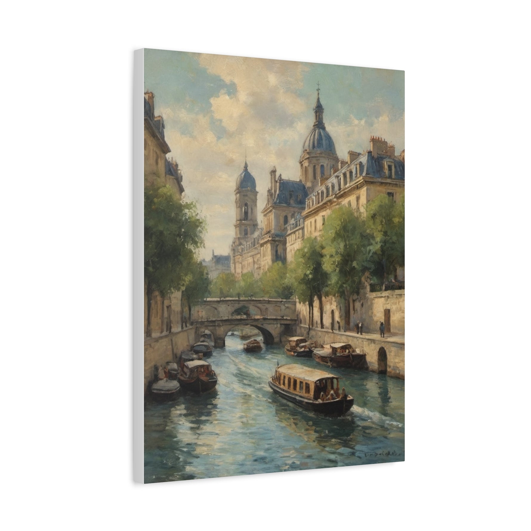 Paris Riverboat Matte Canvas Print — Stretched 1.25" - AquilVision