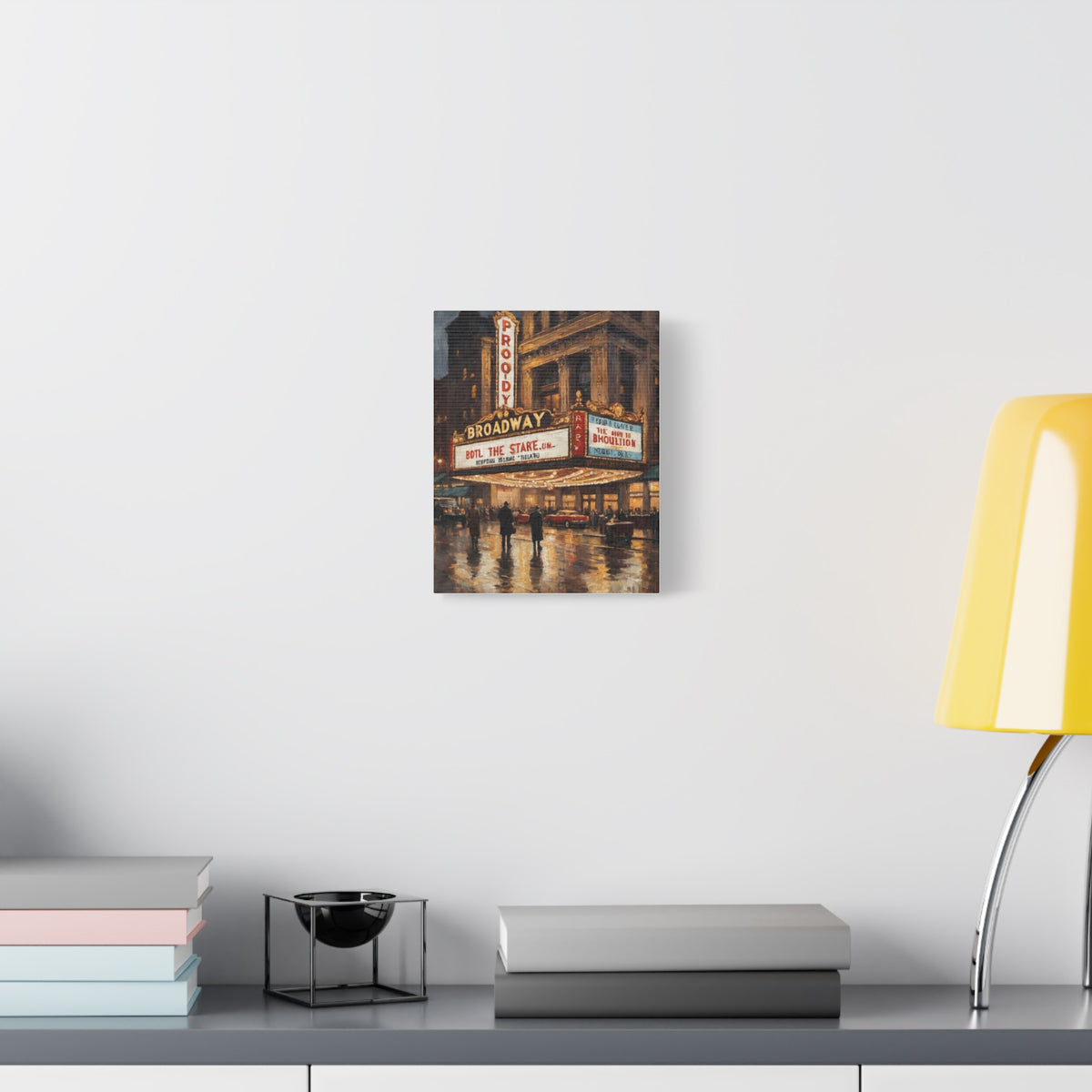 Broadway New York Canvas Wall Art | Vintage NYC Theatre District Canvas Print | Impressionist Theater Marquee Art for Living Room & Home Theater