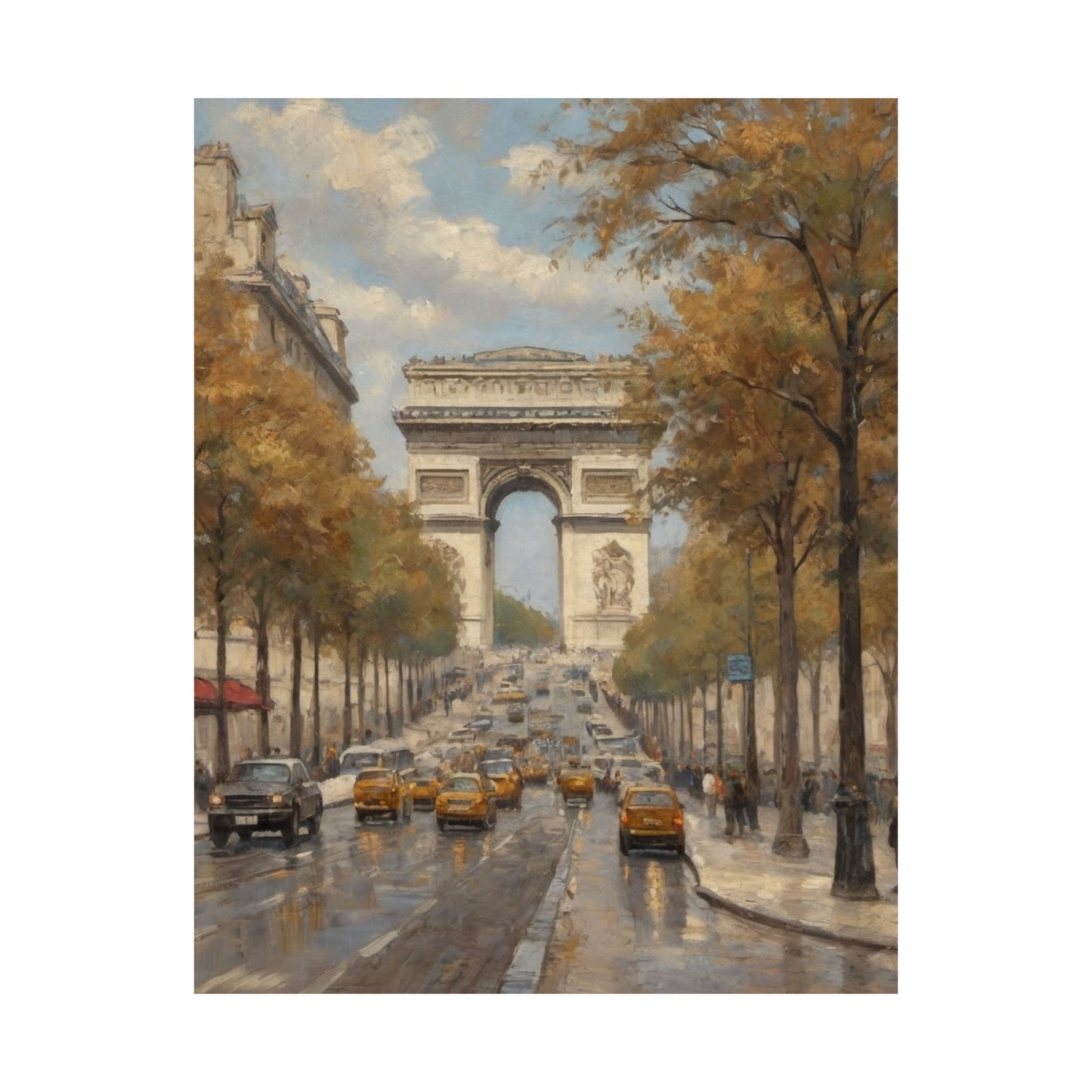 Paris Arc de Triomphe Poster — Autumn Boulevard Matte Vertical Art Print - AquilVision