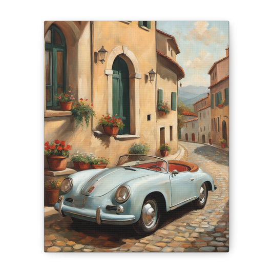 Vintage Car Canvas Print, Classic Car Wall Art, Retro Home Decor, Car Lover Gift, Italian Street Scene Art