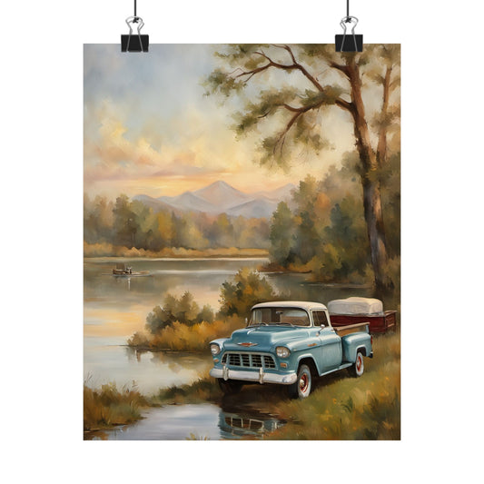Vintage Truck Landscape Art Print, Matte Wall Decor for Home, Rustic Farmhouse Wall Art, Nature Photography, Gift Idea