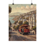 San Francisco Cable Car Poster — Vintage Coastal Cityscape Matte Vertical Print - AquilVision