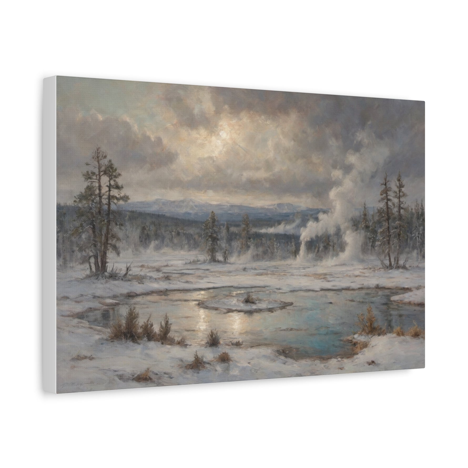 Winter Geothermal Landscape Canvas Print - AquilVision