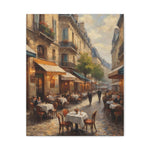 Paris Café Street Scene Matte Canvas Wall Art — Stretched 1.25" - AquilVision