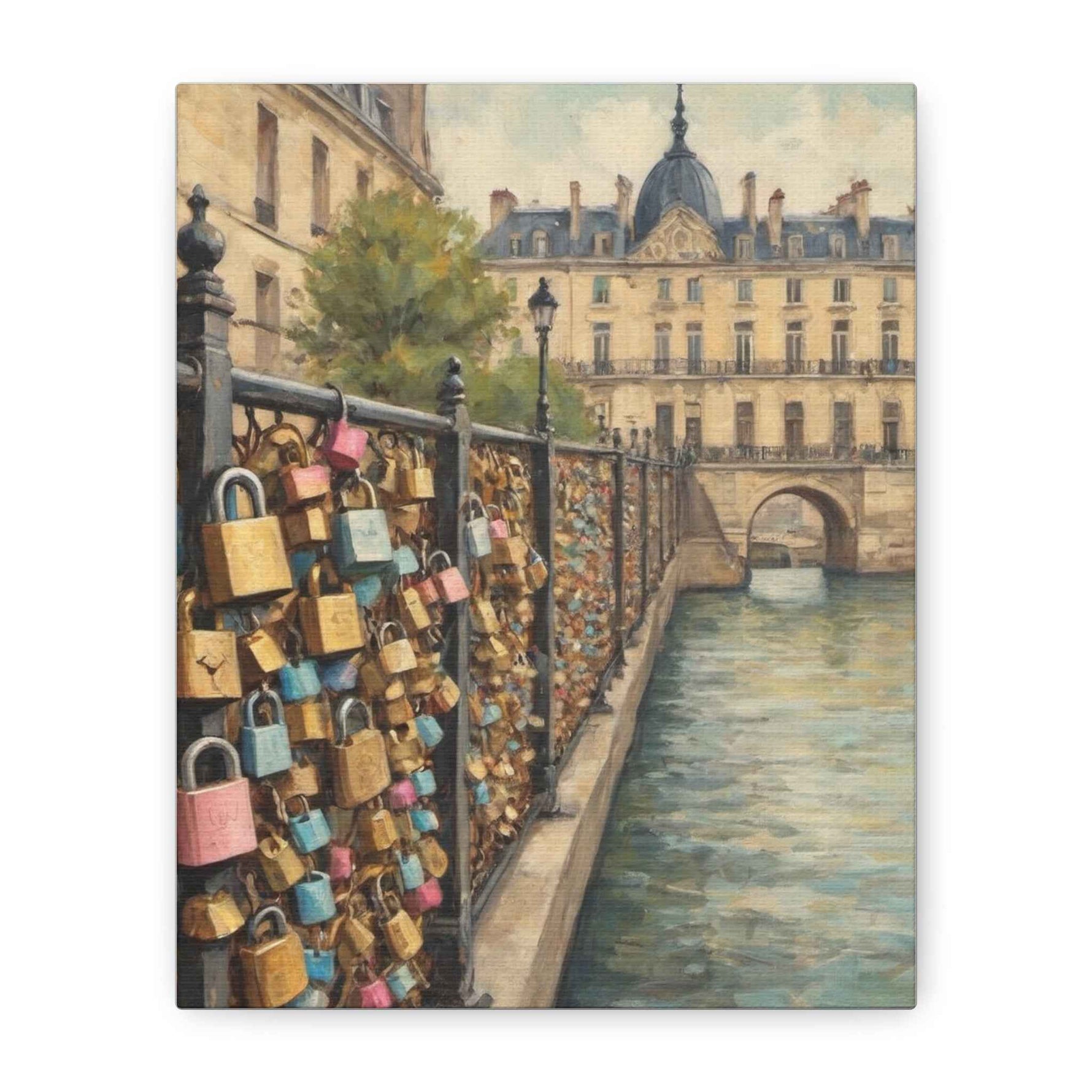 Paris Love Locks Canvas Print — Matte Stretched Wall Art - AquilVision