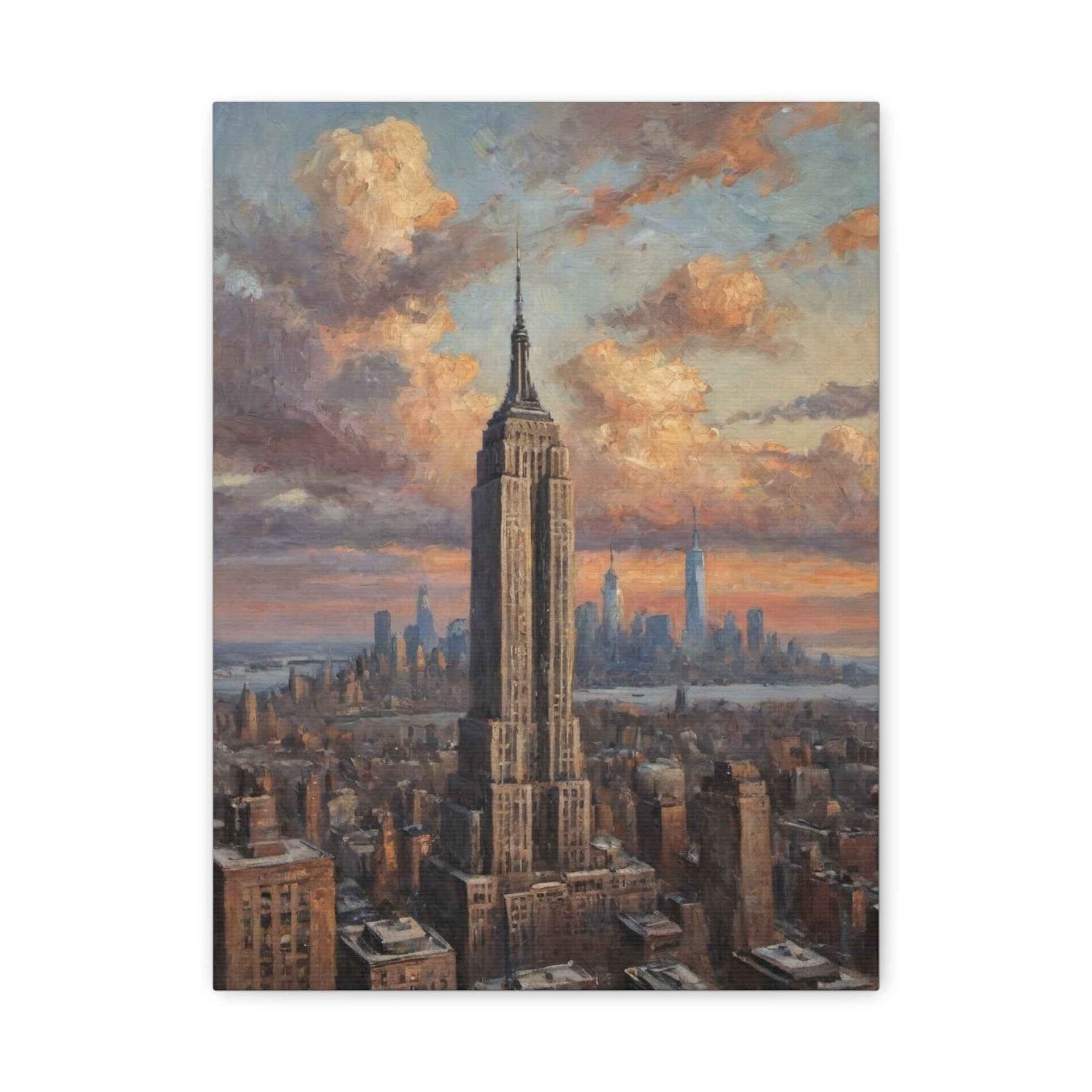 Empire State Building Cityscape Canvas Wall Art — Matte Stretched NYC Skyline