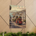 San Francisco Cable Car Poster — Vintage Coastal Cityscape Matte Vertical Print - AquilVision