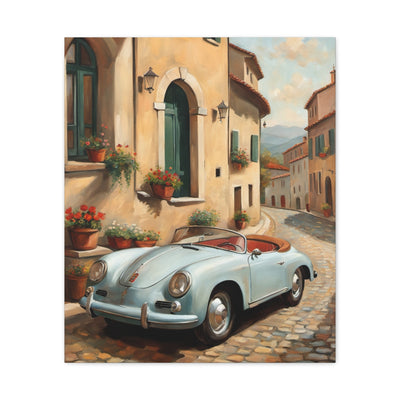 Vintage Car Canvas Print, Classic Car Wall Art, Retro Home Decor, Car Lover Gift, Italian Street Scene Art - AquilVision