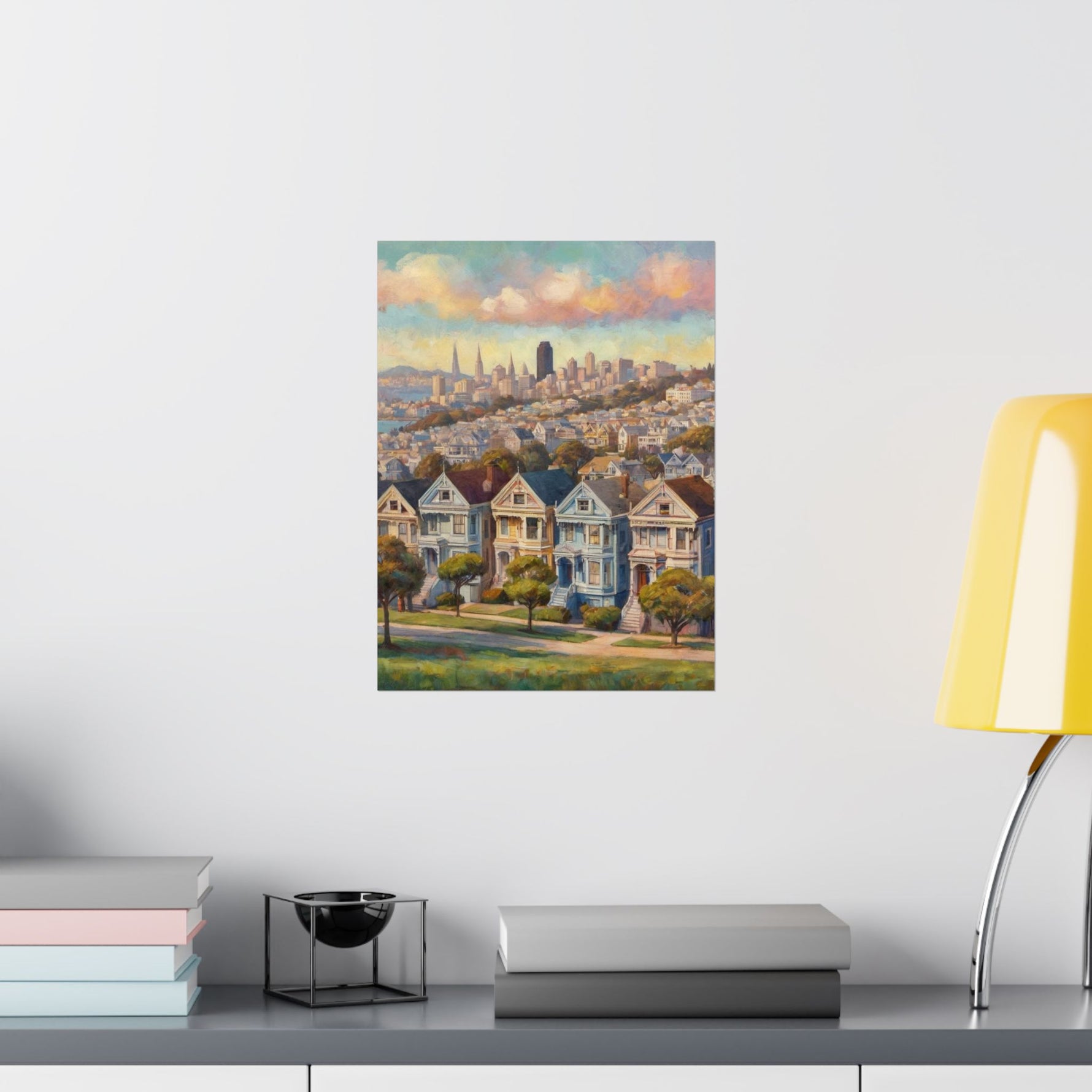 San Francisco Painted Row Houses Matte Poster — Vintage Cityscape Wall Art - AquilVision