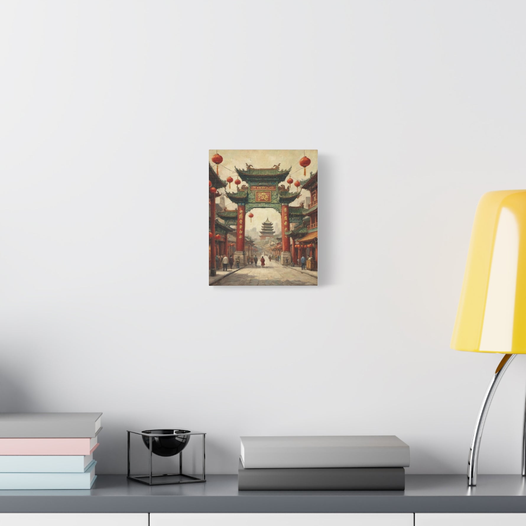 Chinese Street Gate Canvas Print — Vintage Asian Architecture Wall Art, Red Lanterns - AquilVision