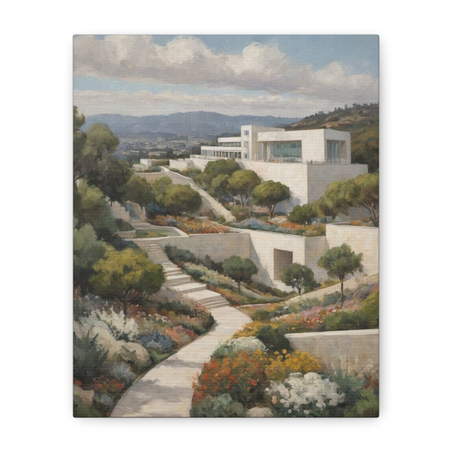 Mediterranean Villa Garden — Matte Stretched Canvas Wall Art