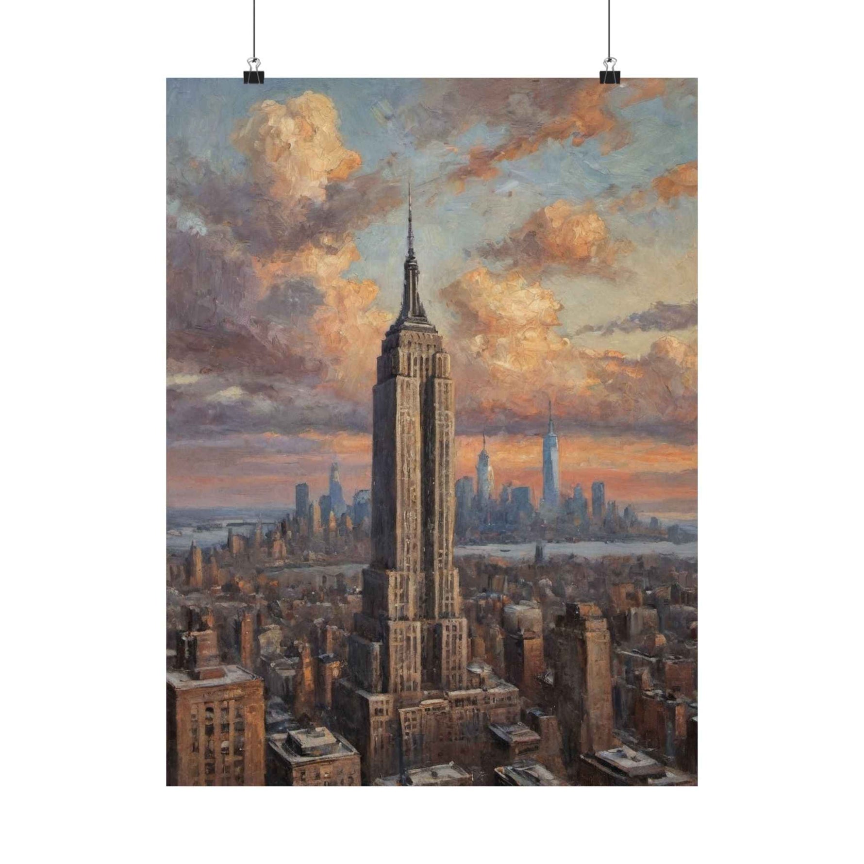 Empire State Sunset Poster — Matte Vertical NYC Skyline Art Print