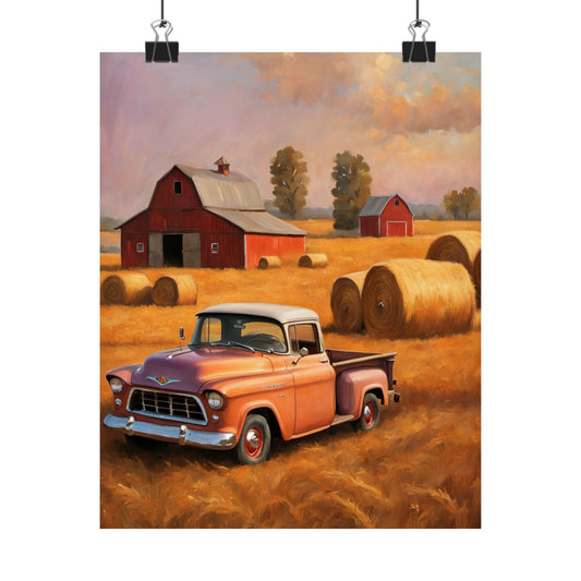Rustic Farmhouse Matte Poster, Vintage Truck Art, Country Decor, Wall Art for Home, Farmhouse Style, Gift for Nature Lovers