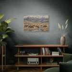 Bison Herd Yellowstone Canvas Print — Western Mountain Landscape Matte Stretched Wall Art - AquilVision