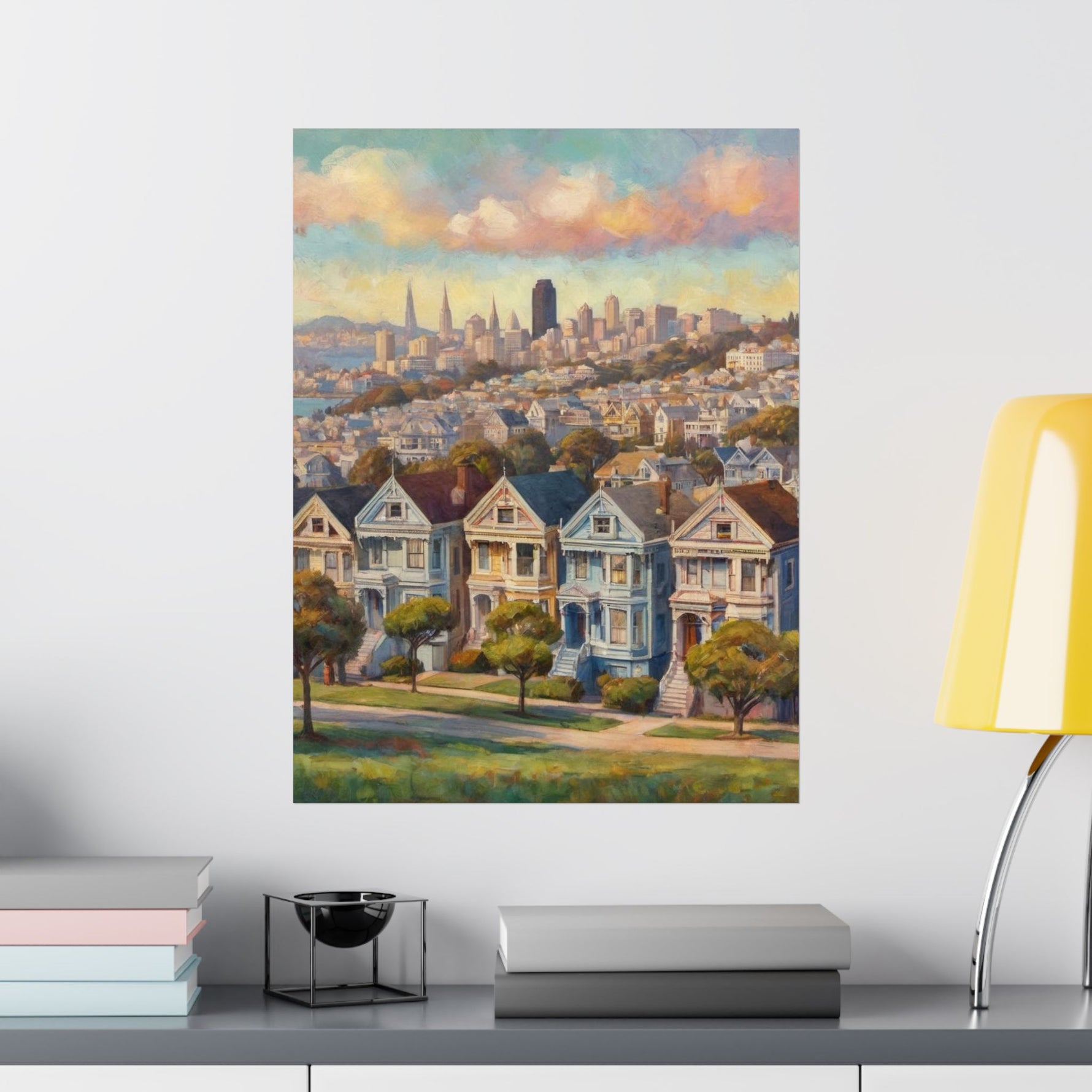 San Francisco Painted Row Houses Matte Poster — Vintage Cityscape Wall Art - AquilVision