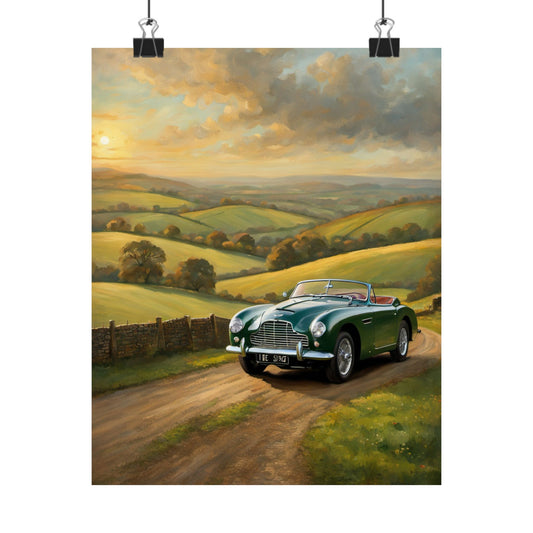 Vintage Car Landscape Poster, Matte Vertical Art Print for Home Décor, Perfect Gift for Auto Enthusiasts, Father’s Day, Car Fanatic