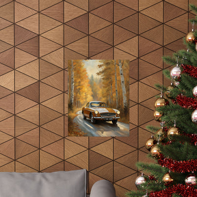 Autumn Car Art Poster | Rustic Home Decor, Vintage Wall Art, Gift for Car Lovers, Fall Aesthetic, Nature Artwork Printify