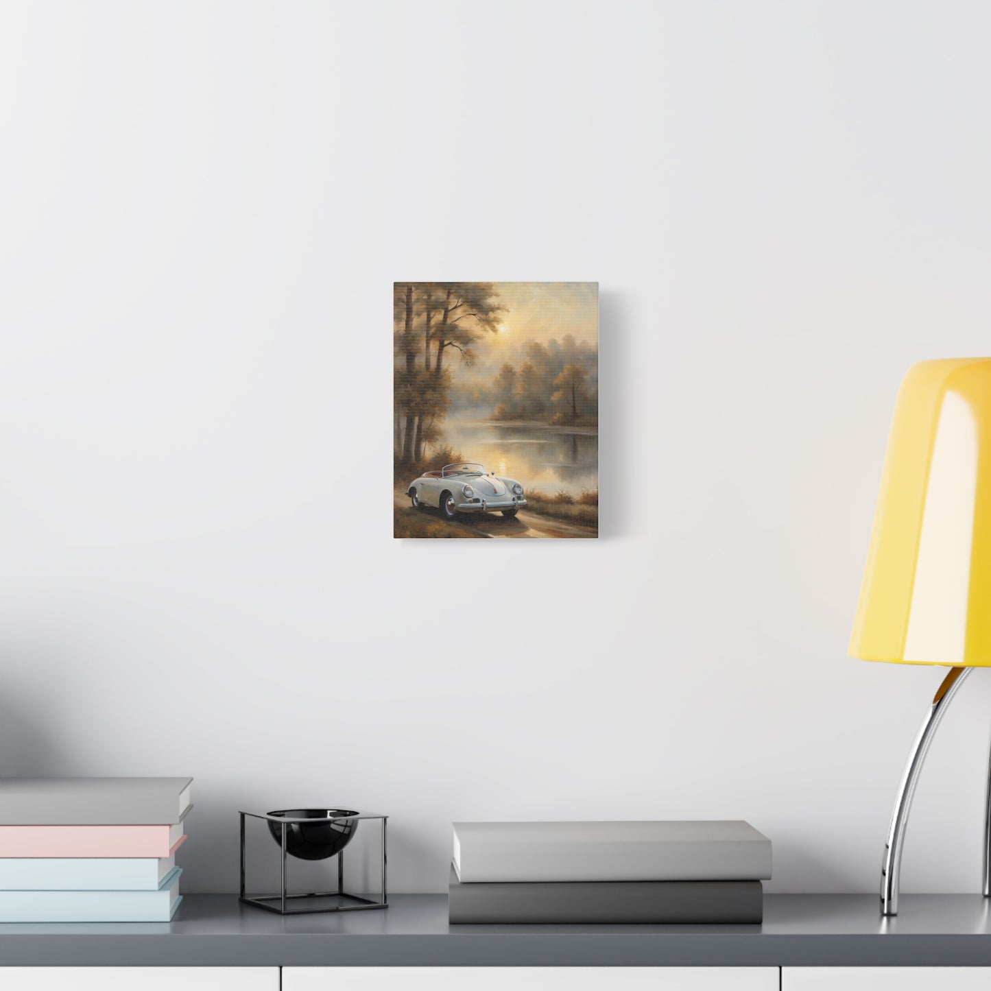 Vintage Car Landscape Art Print, Wall Decor, Home Aesthetic, Nature Artwork, Gift for Car Lovers, Vintage Automotive Decor