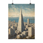 Vintage Cityscape Poster — Transamerica Pyramid Matte Vertical Print - AquilVision