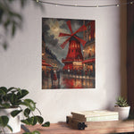 Vintage Paris Moulin Rouge Matte Poster — Romantic City Street Art Print - AquilVision