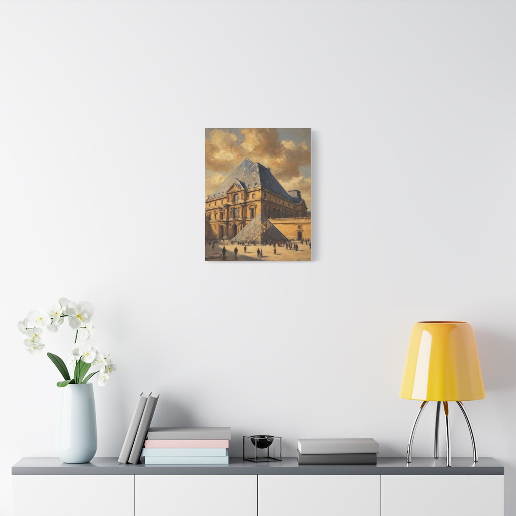 Louvre Pyramid Matte Stretched Canvas Print — Vintage Paris Architecture Wall Art - AquilVision