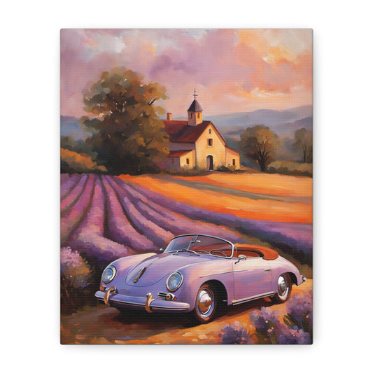 Vintage Car Canvas Wall Art, Rustic Home Decor, Lavender Field Print, Car Lover Gift, Art for Living Room, Classic Car Artwork