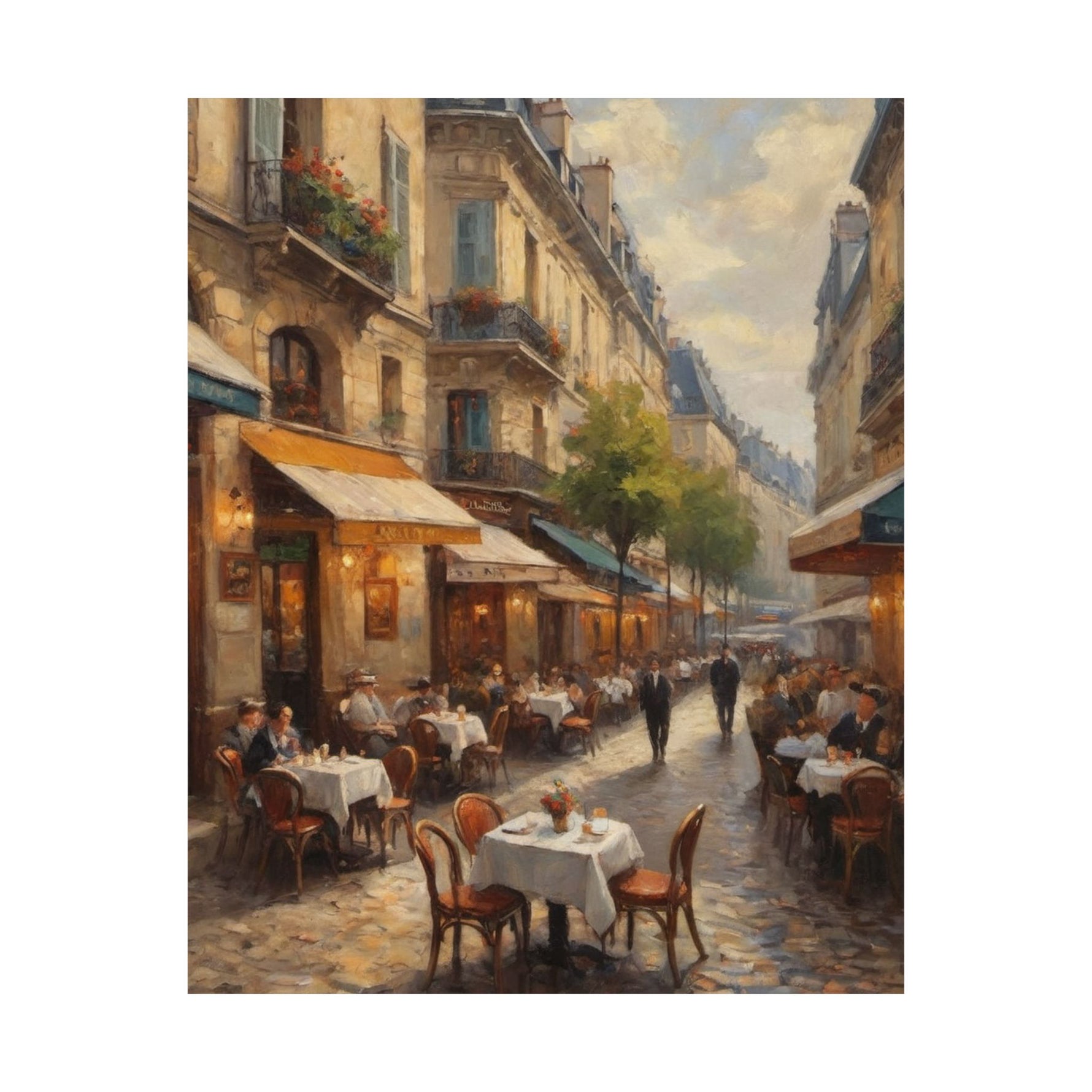 Paris Street Café Matte Poster — Vintage European Cityscape Wall Art - AquilVision