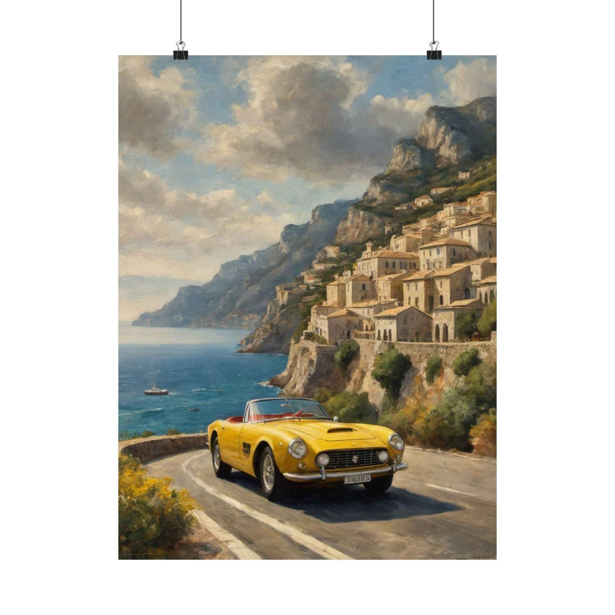 Vintage Sports Car Amalfi Coast Poster