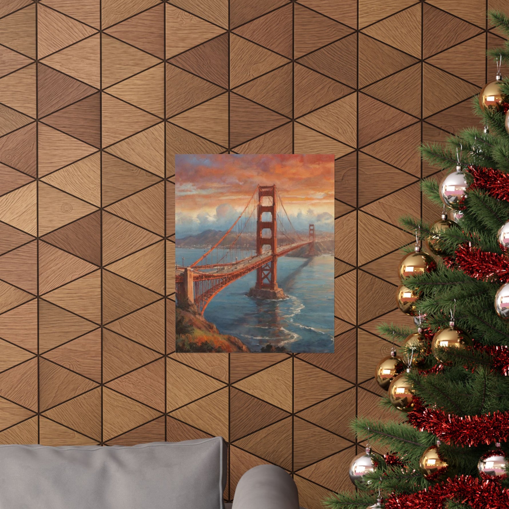Golden Gate Bridge Sunset Poster - Matte Vertical Travel Wall Art - AquilVision