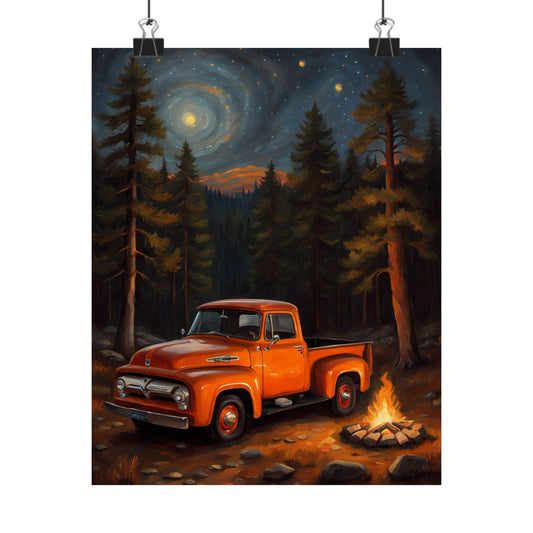 Vintage Truck Camping Poster, Rustic Wall Art, Outdoor Decor, Gift for Nature Lovers, Cabin Wall Art, Hiking Decor