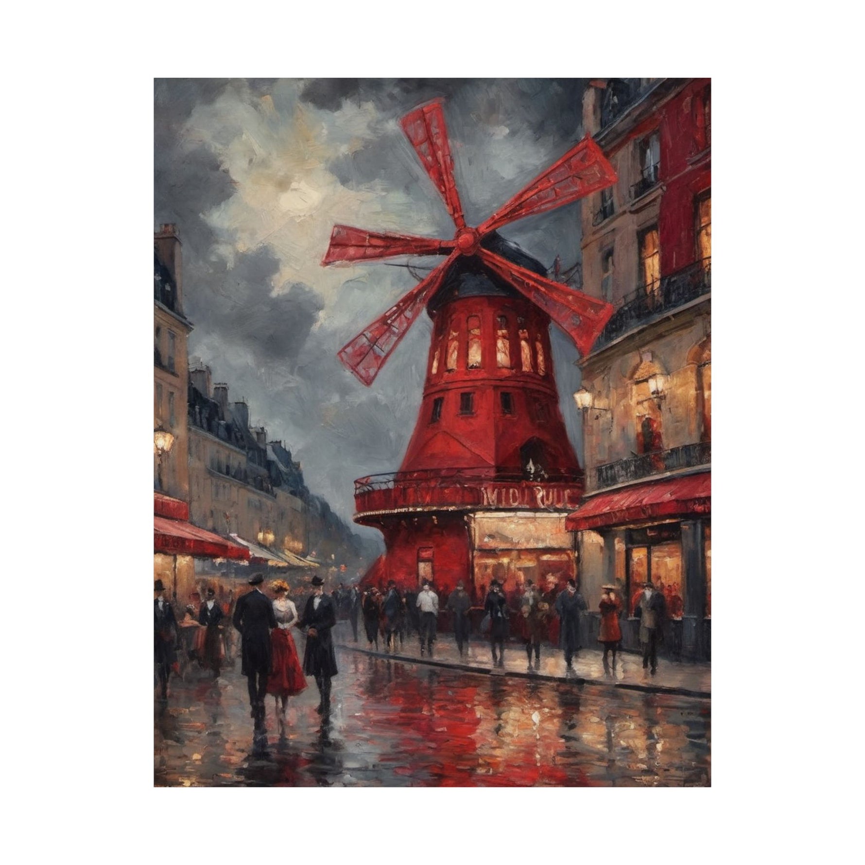 Vintage Paris Moulin Rouge Matte Poster — Romantic City Street Art Print - AquilVision