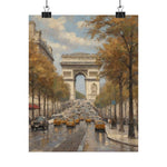 Paris Arc de Triomphe Poster — Autumn Boulevard Matte Vertical Art Print - AquilVision