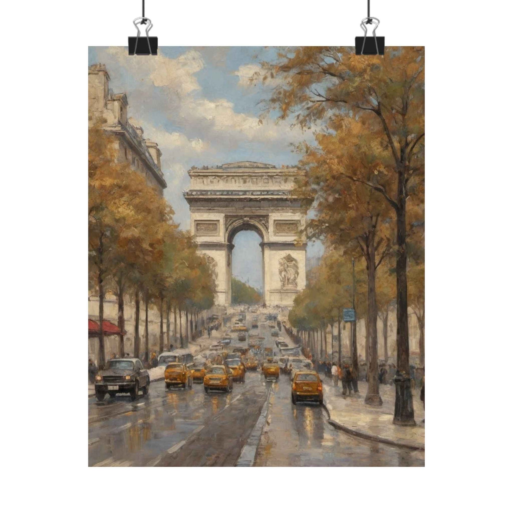 Paris Arc de Triomphe Poster — Autumn Boulevard Matte Vertical Art Print - AquilVision