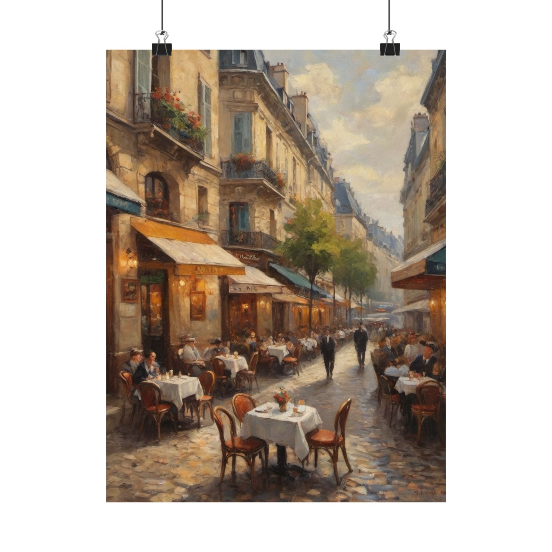 Paris Street Café Matte Poster — Vintage European Cityscape Wall Art - AquilVision