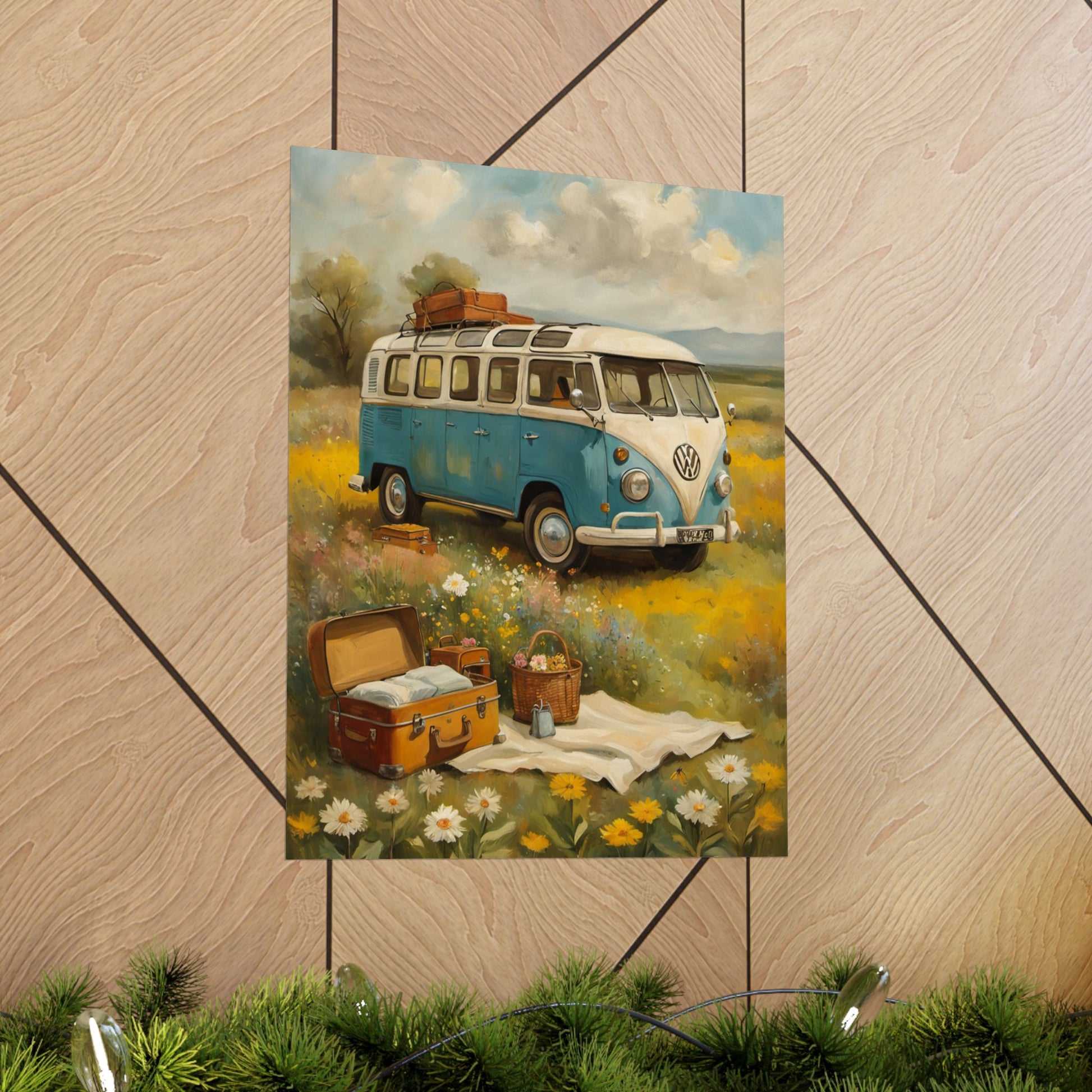 Vintage VW Bus Matte Vertical Posters, Bohemian Wall Art Prints, Travel Decor, Room Aesthetic, Gift for Adventure Lovers - AquilVision
