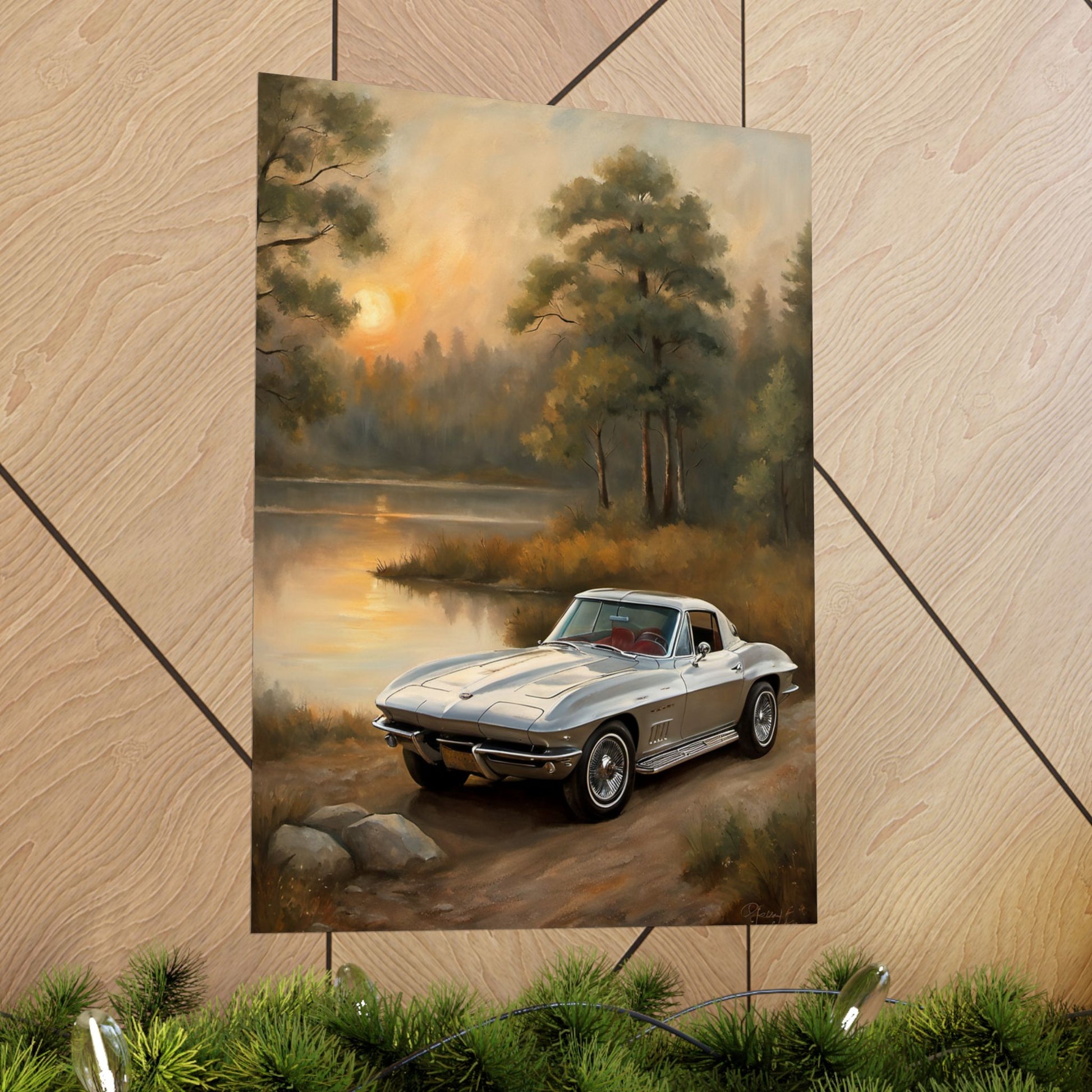Classic Car Landscape Poster, Vintage Vehicle Decor, Automotive Wall Art, Retro Home Decoration, Perfect Gift for Car Lovers Printify