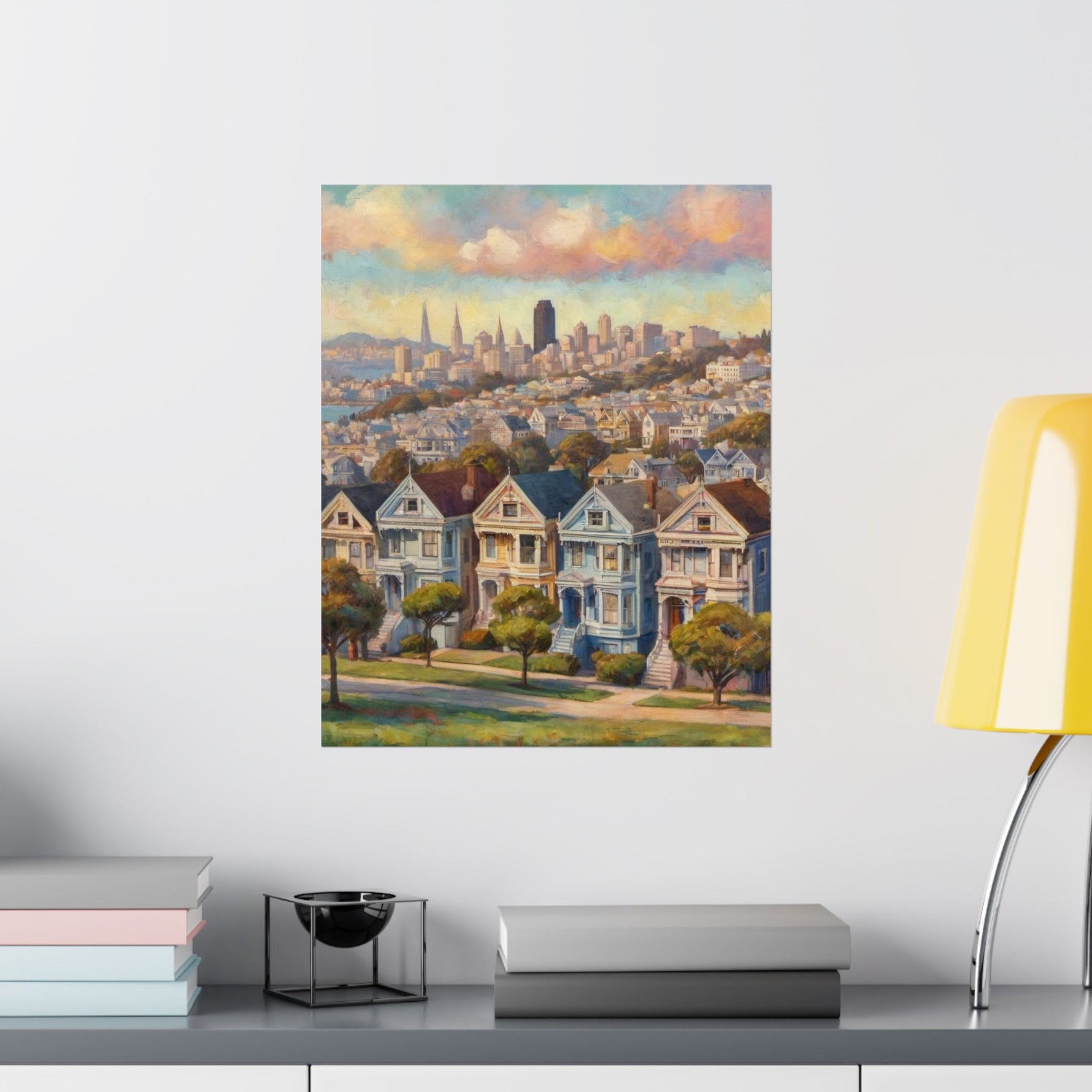 San Francisco Painted Row Houses Matte Poster — Vintage Cityscape Wall Art - AquilVision